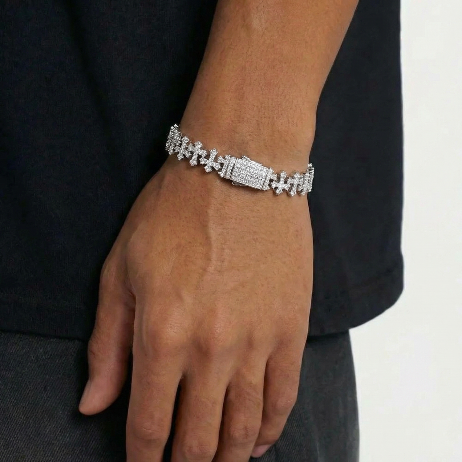 VYRYX Iced Cross Chain Bracelet